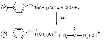 Figure of The intermediate chromium (V) in the last step reacts with 1-phenylethanol   produce acetophenone.