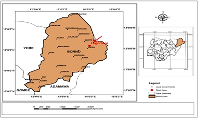 Fig: Study map showing area where clay samples were collected