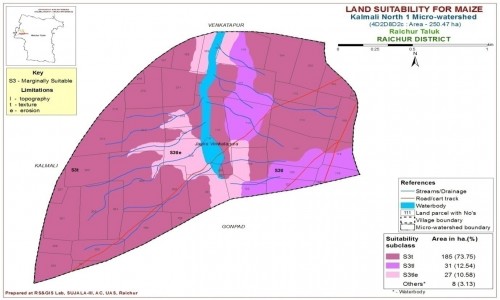 Land suitability map for maize in kalamali north-1 MWS