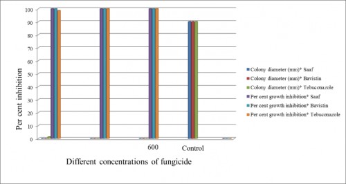 Comparative efficacy of different fungicides on the mycelial growth of <em>Fusarium verticillioides</em> SC-04<em> </em>isolate <em>in vitro.</em>