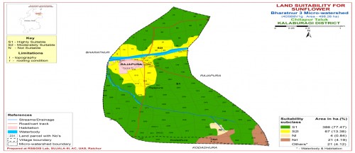 Land suitability map for sunflower in Bharatnur-3 MWS
