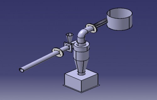 3D-drawing of a 1D1.5D cyclone gasifier